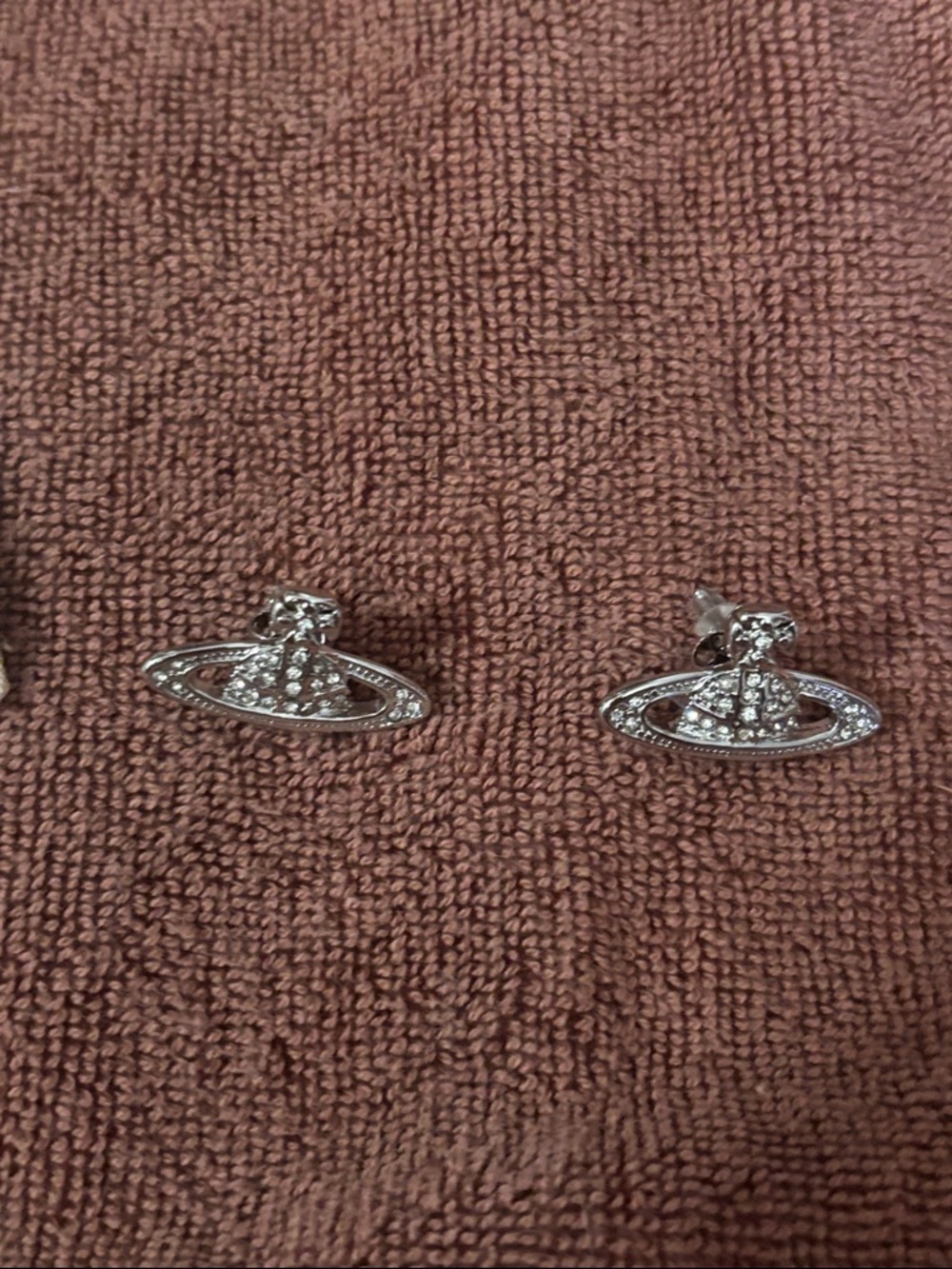 Vivienne Westwood Silver Orb Logo Stud Earrings - Crystal Accent